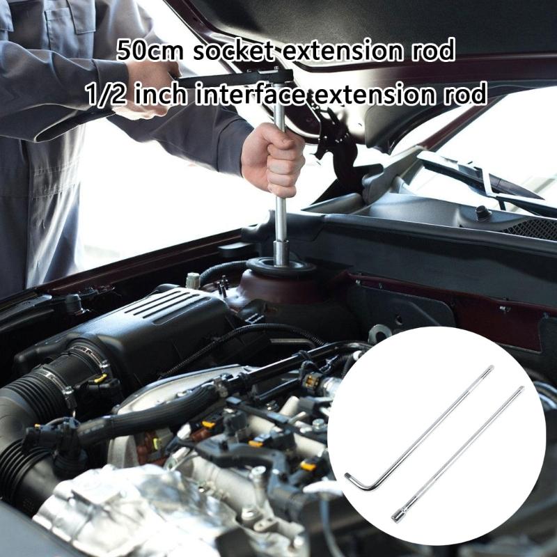 50cm 1/2Inch Drive Socket Extension Bar Wrench Ratchet Extension Metal Tool For Tight Space And Deep Access