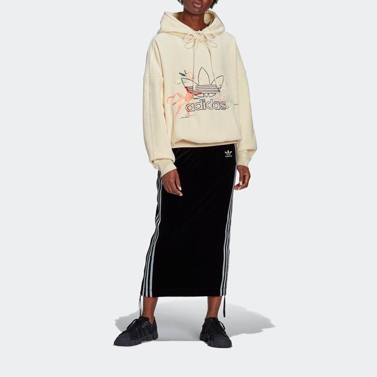 Adidas Originals X Angel Chen Kolaborace Vzor s vyšívaným logem Sportovní mikina s kapucí Dámské mikiny Off-White GM8743