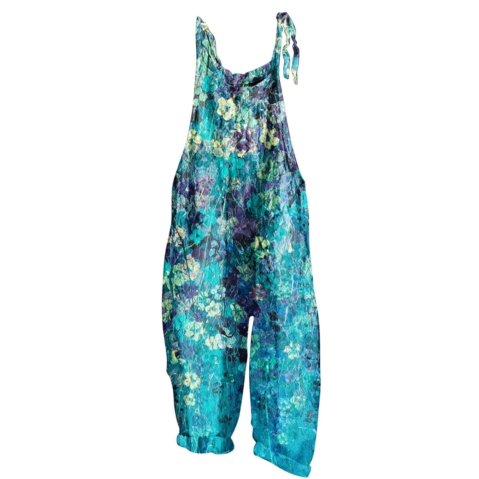 

Женский модный милый маленький свежий винтажный повседневный комбинезон на бретельках с принтом L синий