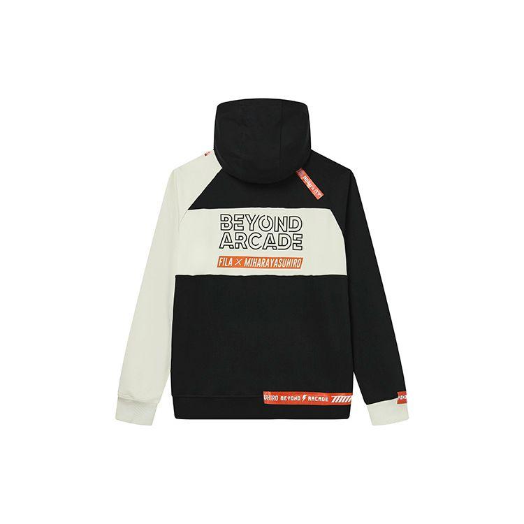 Fila X MIHARA YASUHIRO Collaboration FW22 American Vintage Color Block Letter Print Casual Hoodie Men Hoodies Black F11M233201F-BK