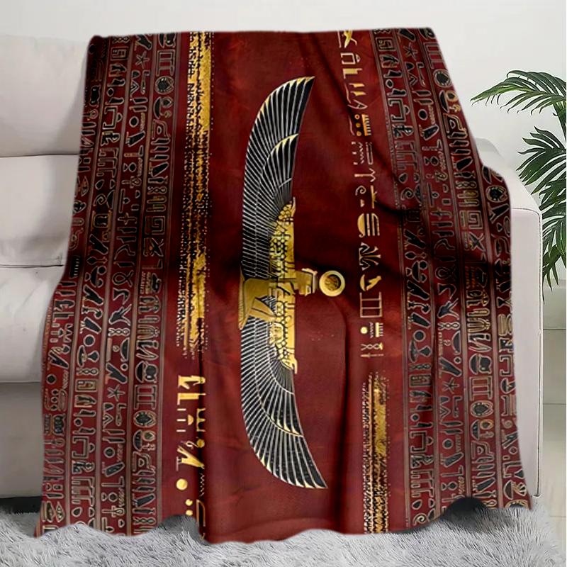 

1PC Egyptian theme printed blanket, all season lightweight home office outdoor nap multifunctional blanket A7 80cm x 120cm