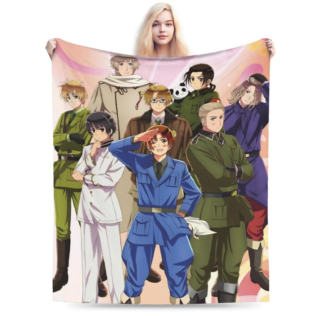 Super Soft Hetalia Axis Powers Anime Throw Blanket Premium Flannel Fleece Lightweight Blanket Cozy Plush Blankets All Season Use