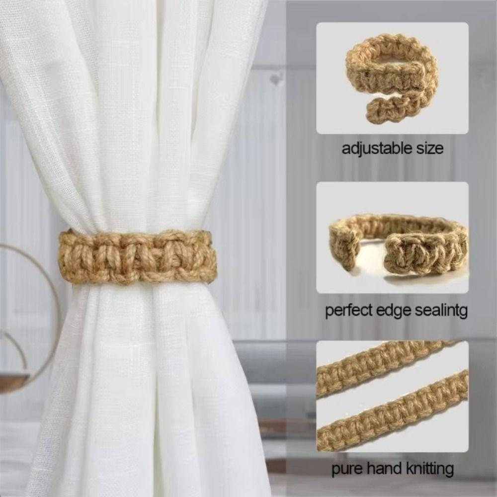 2Pcs Handwoven Curtain Holdback Vintage Curtain Holder Modern Curtain Tie Rope  Living Room