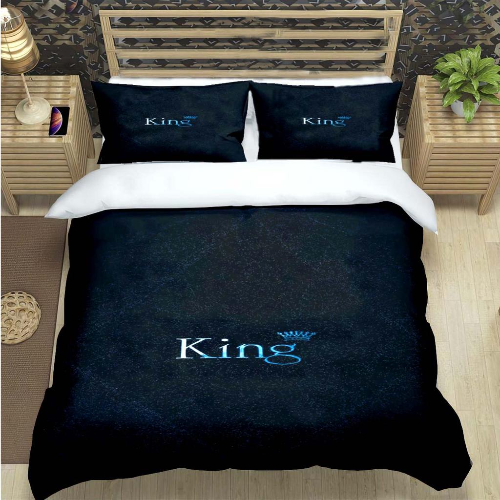 Fashion King And Queen Print Bedding Set Single Twin Full King Size Cute Animals Bed Linen Adults Teens Bedroom Luxury Gift