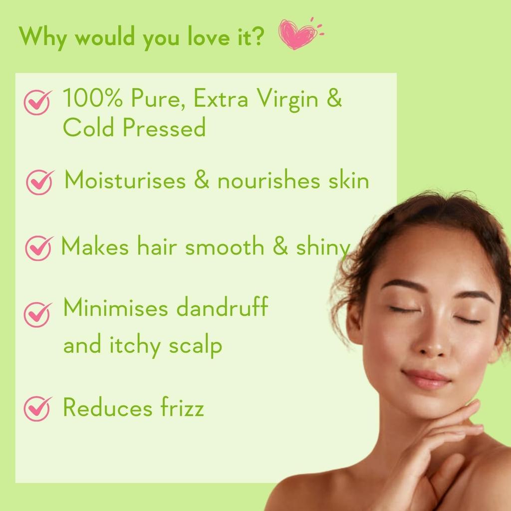 Wishcare® 100% Pure Premium Cold Pressed Olive Oil For Hair & Skin - 200Ml