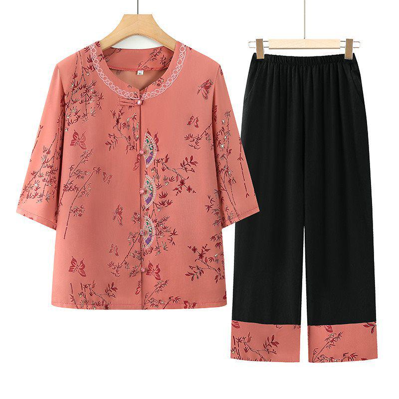 

2026 Summer Set: Traditional Chinese Style for Women Over 70 XL [Recommended up to 100 lbs]