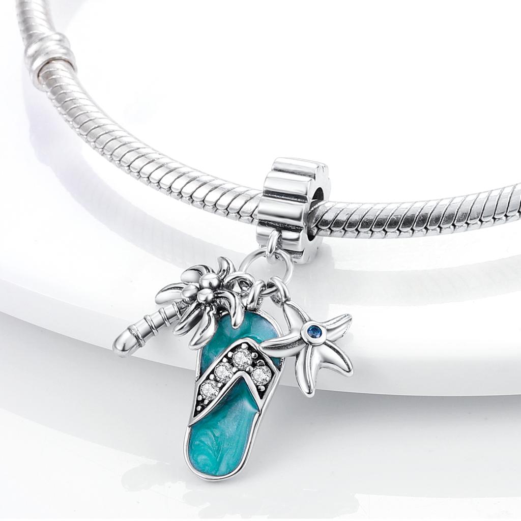 Copper Plated Dangle Charm Starfish Turtle Shell Dolphin Beads Fit Original Bracelet Summer Collection Jewelry