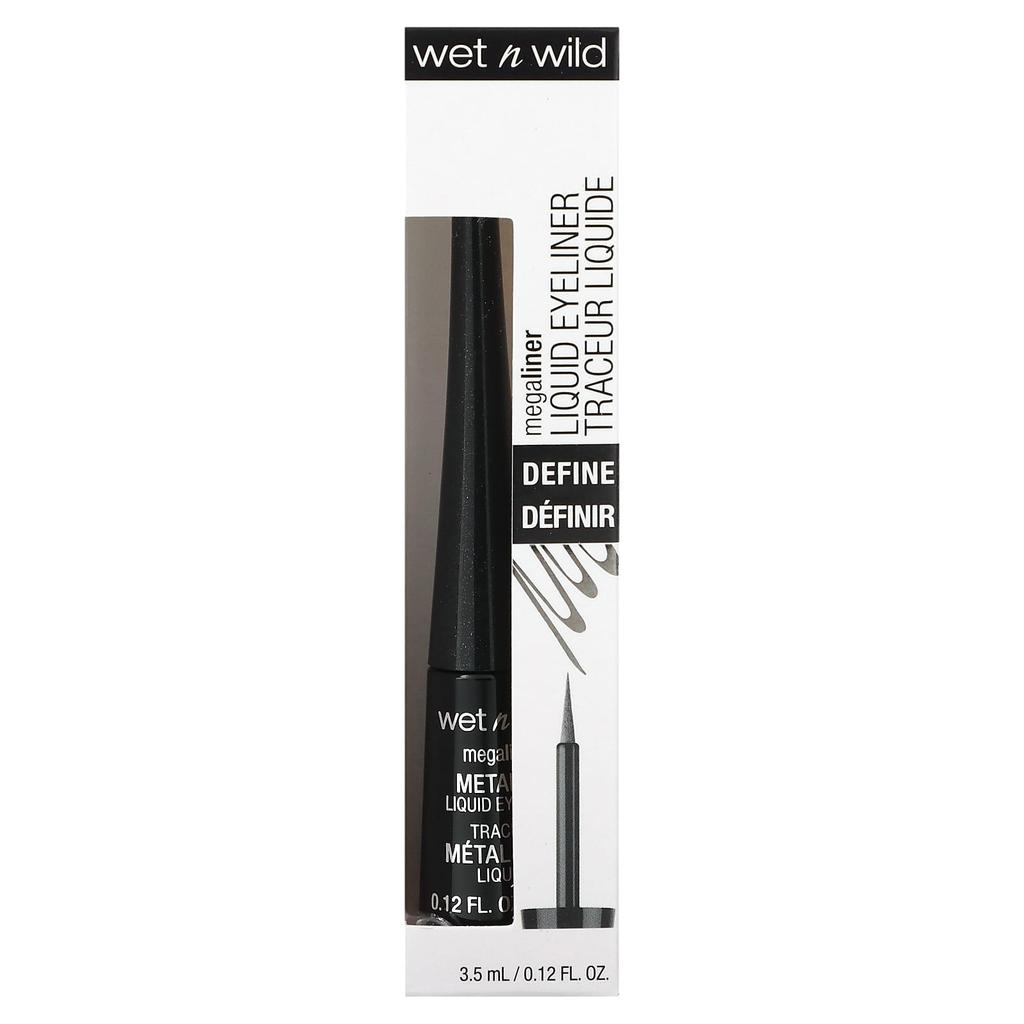 Wet N Wild, MegaLiner Metallic Liquid Eyeliner, Cosmic Black, 0.12fl Oz (3.5ml)