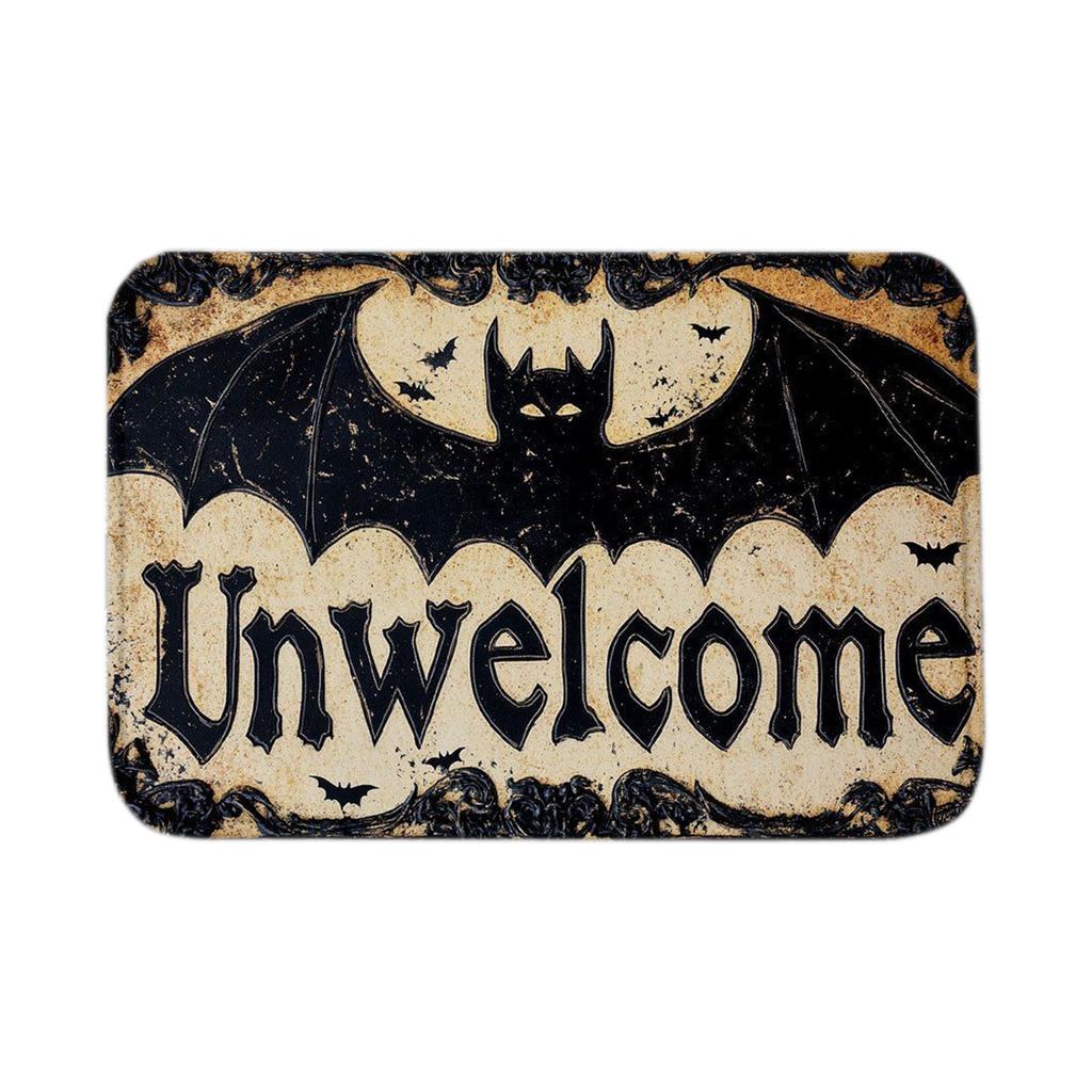 Halloween Terror Crystal Velvet Floor Mat, Bats Pumpkin, Entry Entrance, Entrance Floor Mat