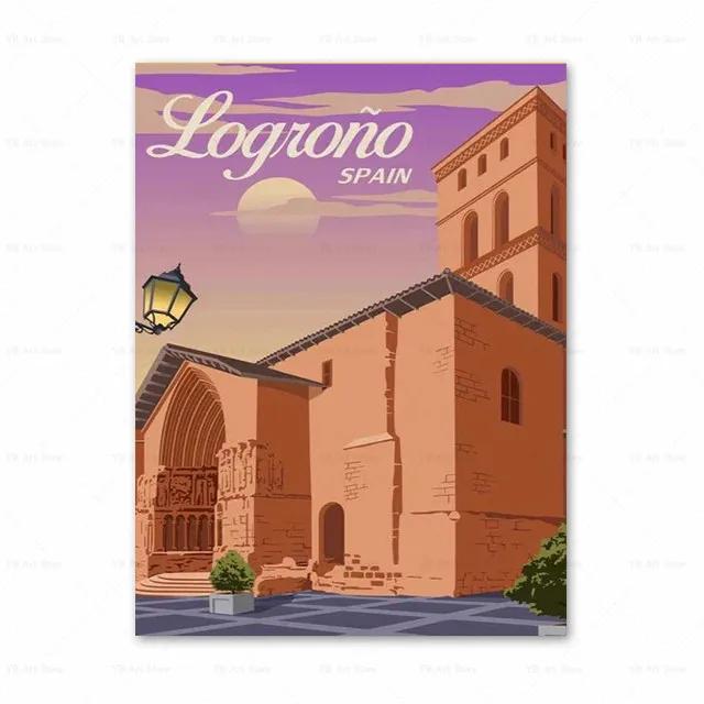 Spanien Amalfiküste Santorini Französische Riviera Italien Druck Kunst Leinwand Poster Für Wohnzimmer Dekoration Zuhause Wandbild