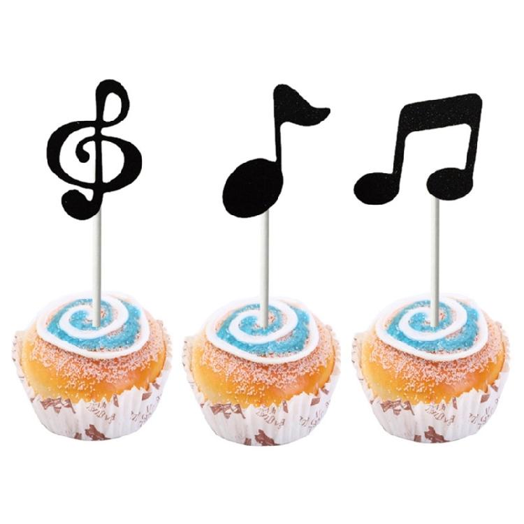Musical Theme Party Decoration Quaver Shaped Cake Insert Safe Paper Craft Eighth Note Toppers For Dessert Display
