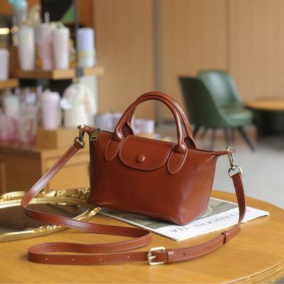 Mini Genuine Leather Women Shoulder Bags Cow Leather Purse Crossbody Bag Vintage Small Handbag Dumpling Bags