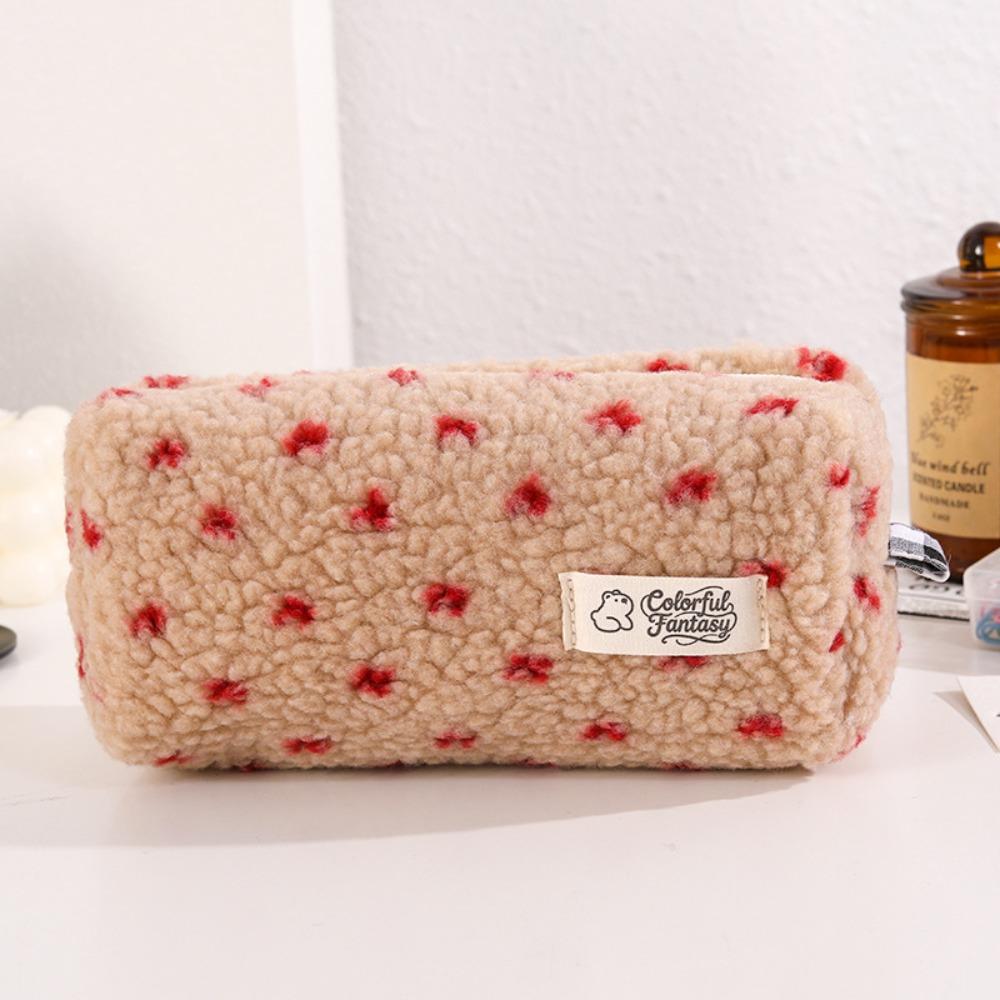 Plush Pen Bag Polka Dot Stationery Pouch New Stationery Storage Bag Back To School
