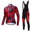 Mens Long Sleeve Cycling Jersey Bib Pants Set Breathable Quick-Dry Road Mountain Bike Riding