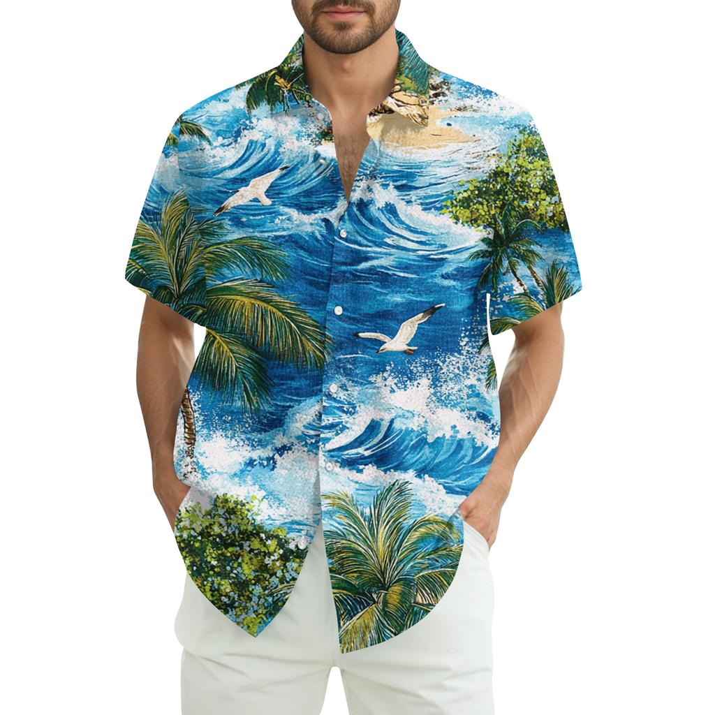 Men's Casual Fashion Printed Short-Sleeve Shirt