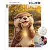 Sparkling Pearl Painting On Stretched Frame Happy Otter Design DIY Bead Art Canvas Relaxing Hobby Gift for Craft Lovers for Home Decor Art