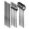 12Pcs/Set Western Golden Stainless Steel Cutlery Set Mirror Dinnerware Set Fork Spoon Chopsticks Tableware Flatware Set