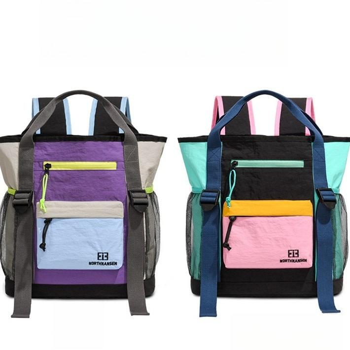 Large Capacity Color Block Travel Backpack Fashion Trendy Brand Sports Computer Bag Cargo Style Drawstring School Bag for Women