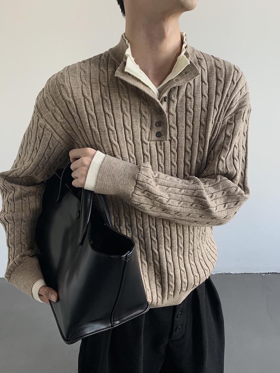 2025 Autumn Y2K Inspired Retro Cable Knit Sweater L хаки