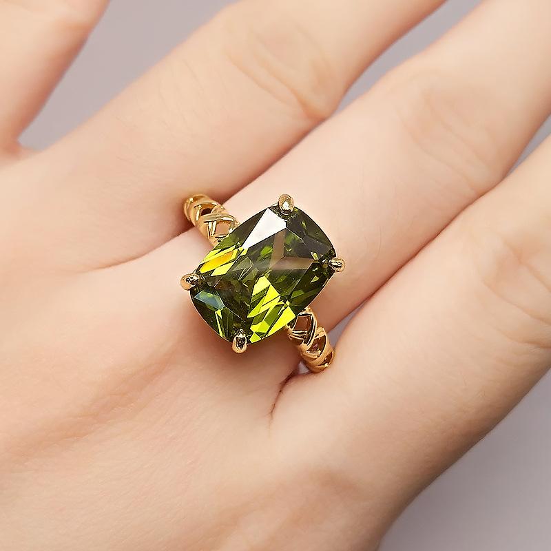 2026 Square Olive Green Ring Women s Elegant Chinese Style Gold-plated Cross-woven Adjustable Ring Resizable