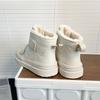 Winter new leather thick-soled snow boots women's velvet warm cotton shoes non-slip heightening short bread boots shoes