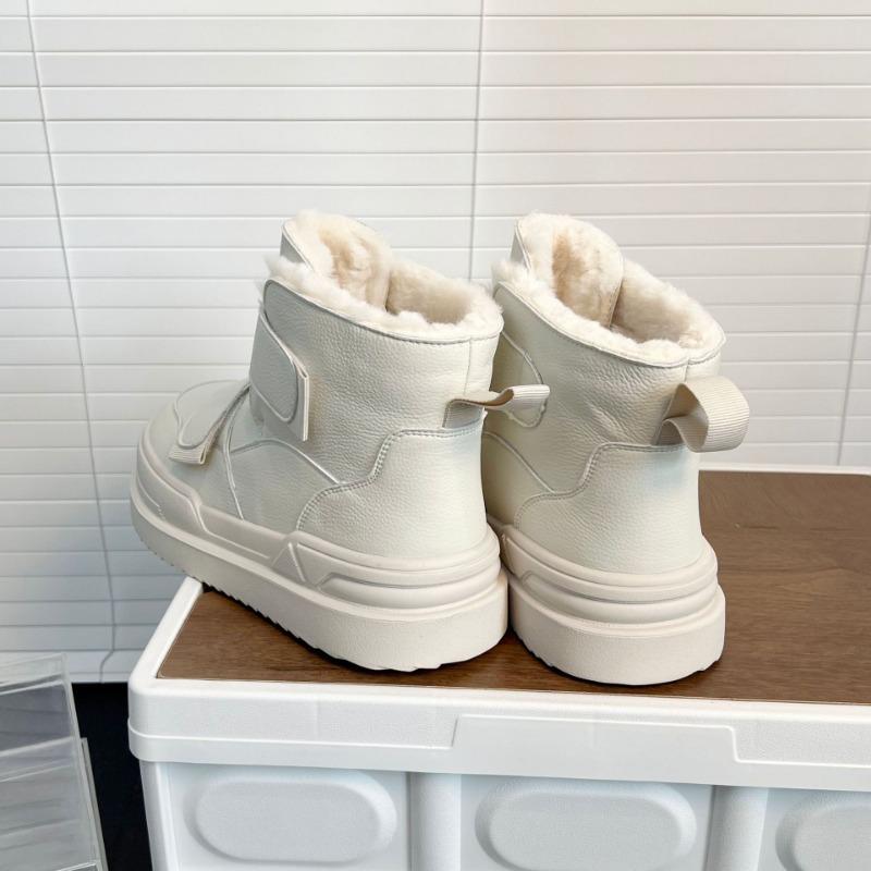 Winter new leather thick-soled snow boots women's velvet warm cotton shoes non-slip heightening short bread boots shoes