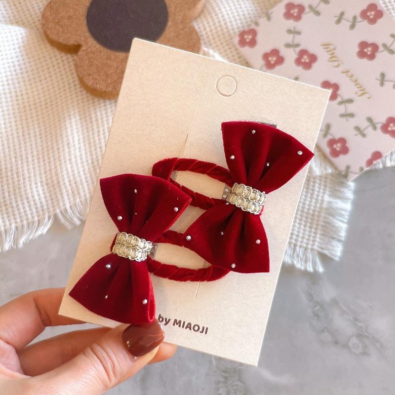 

Корейские новогодние головные уборы для девочек Винно-красные цветы Детские заколки для волос Заколки для челки Милый детский бант Заколки-невидимки