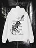 Men Hip Hop Sports Hoodie Gun Structure Diagram Graphic Print Hooded Sweatshirt Casual Loose Long‑Sleeve Pullover Streetwear Tops For Autumn Winter