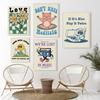 Retro Quote Print Flower Trendy Wall Art Poster Cartoon Kids Room Home Canvas Painting Modern Bear Sunflower Wall Decor Pictures