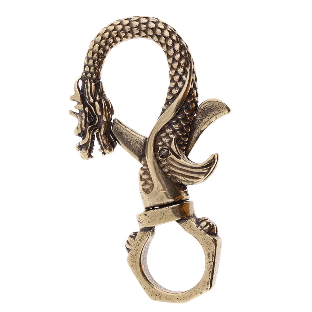 2 Pcs Brass Keychain Bottle Opener Beverage Can Car Key Hook Keyring Tool Retro Dragon Design