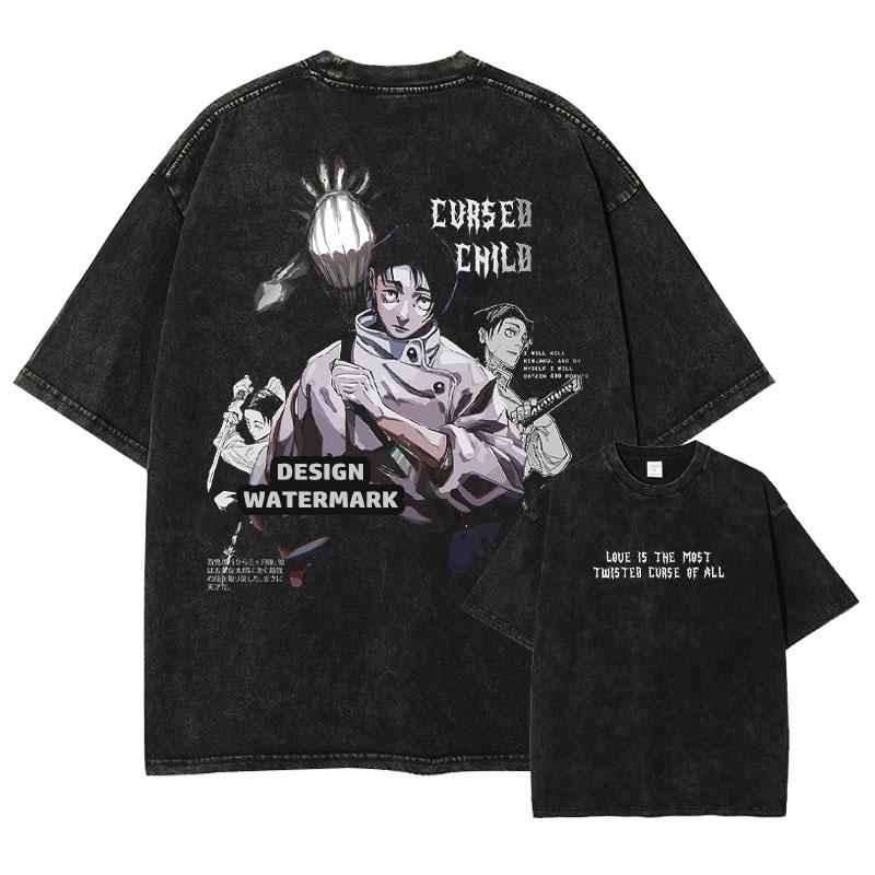 Anime Jujutsu Kaisen Tshirt Vintage Washed Hiromi Higuruma T Shirts Oversized Choso Short Sleeve Retro Mahito Tops Tees Unisex