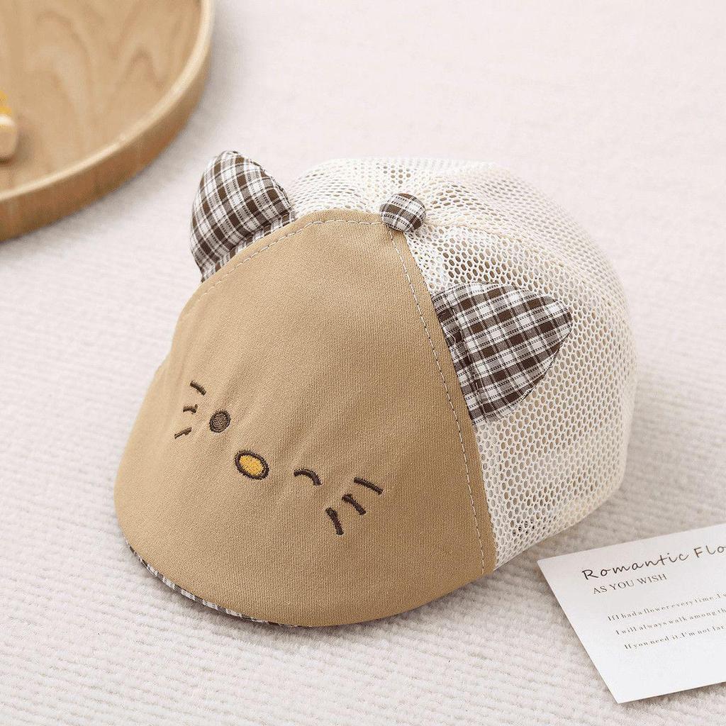 Summer Baby Hat with Cat Ears - Breathable Mesh Beret Baseball Cap for Boys and Girls