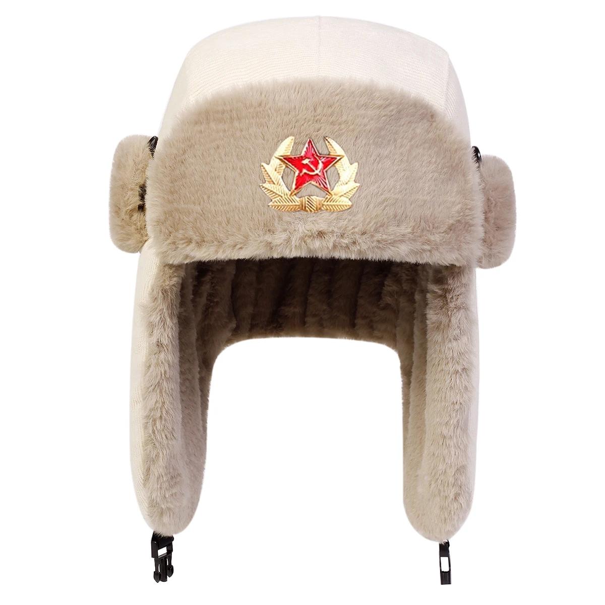 Unisex Five Pointed Star Corduroy Lei Feng Hat Winter Earflap Hat Keep Warm Ski Hat Bomber Hat For Outdoor Riding Snow Activitie
