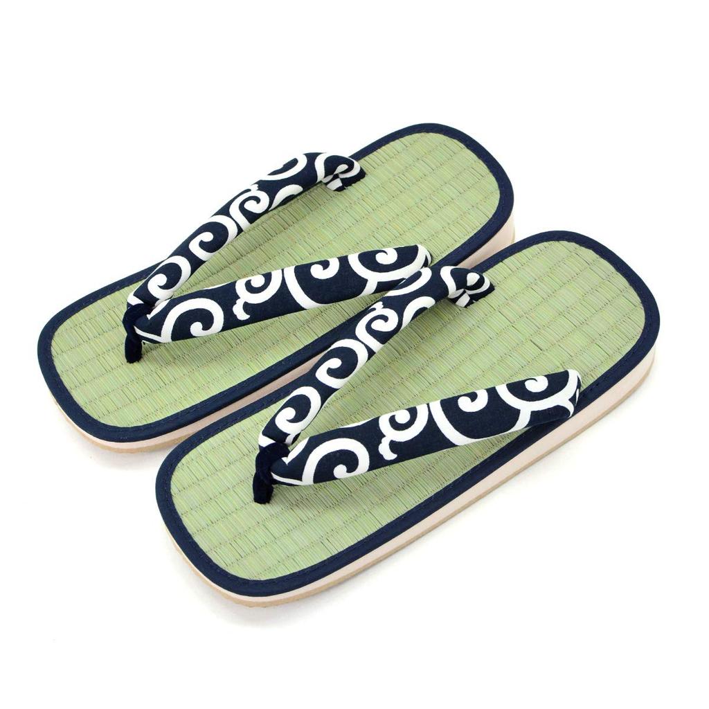 Takeharu Geta Made in Tatami and Igusa Rush Size Arabesque Size F Men's Sandals, Japan, Sandals, L, Pattern,