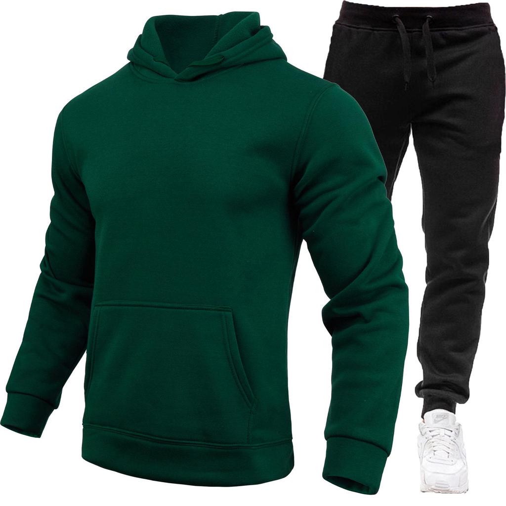 2025 Men's Trendy Hooded Pullover Set: Thick Loose Fit for Autumn/Winter Running