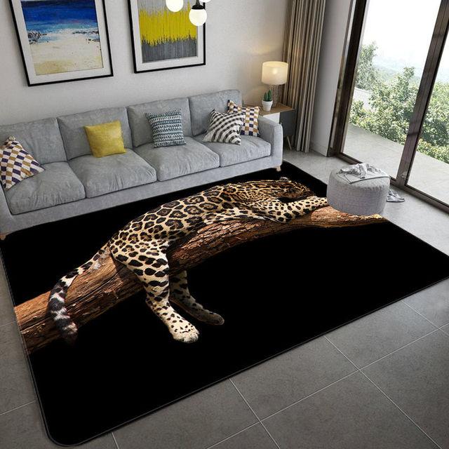 Fashion Leopard Pattern Carpet On The Floor 3d Animal Printed Big Carpet Living Room Soft Sponge Bathroom Mat Absorb Anti -Slip