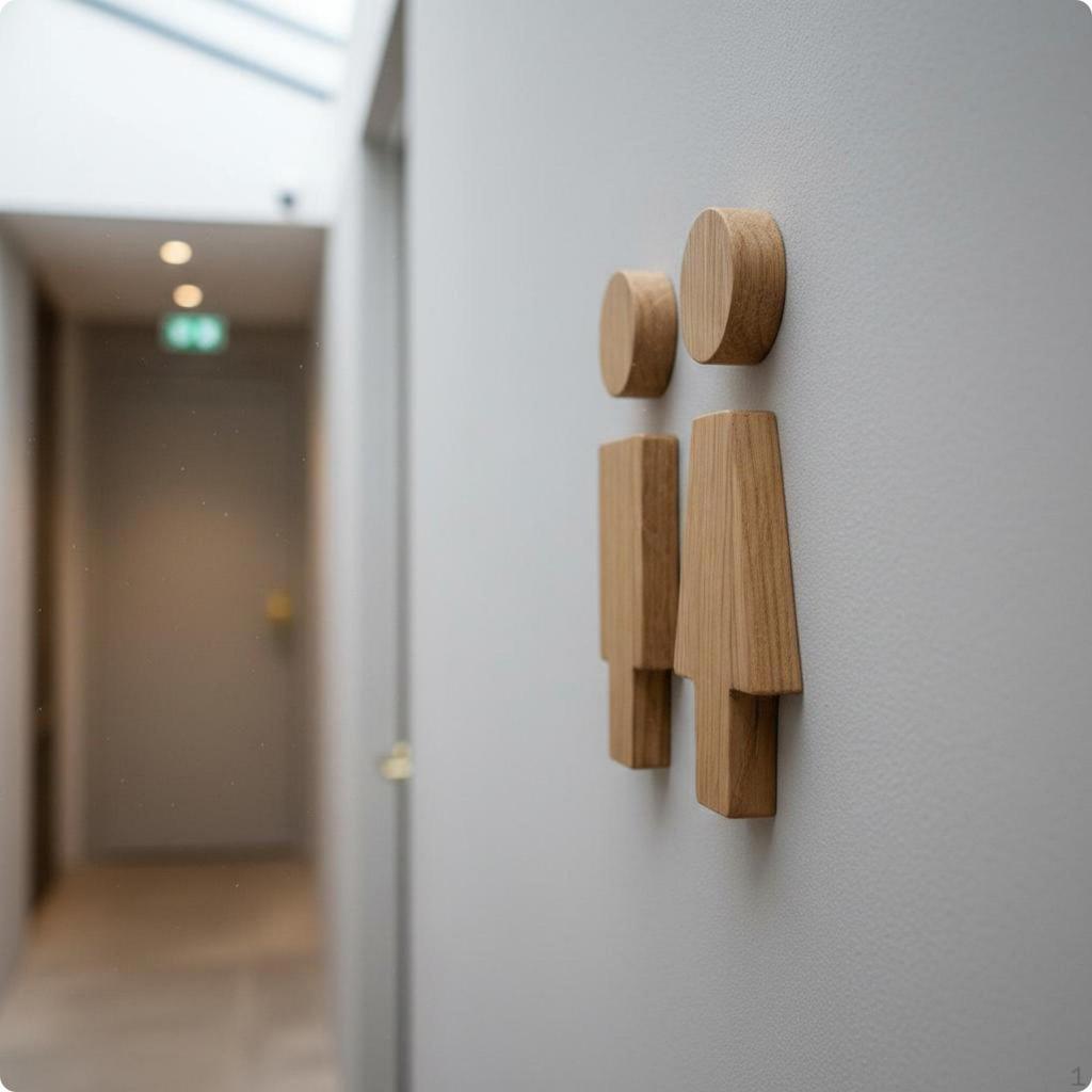 2 Pieces Wooden Toilet Sign Set Men Women Restroom Figures Easy To Install Male Female