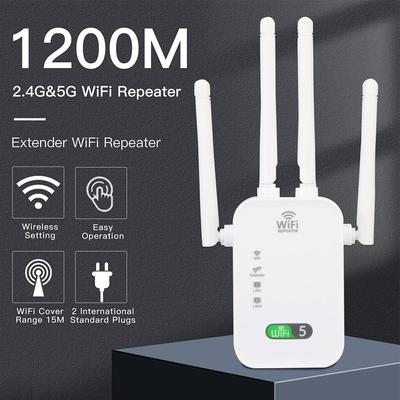 Bezdrátový opakovač Wi-Fi 1200 Mb/s WiFi Extender 2,4G/5GHz dvoupásmový zesilovač signálu Gigabitový zesilovač Wi-Fi s dlouhým dosahem
