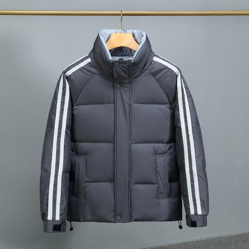 

Down jacket men s 2025 new winter white duck down warm thickened stand-up collar top Korean casual striped jacket M