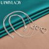 URMYLADY 925 Sterling Silver Three Heart Frame Pendant Necklace For Women Wedding Party Fashion Jewelry