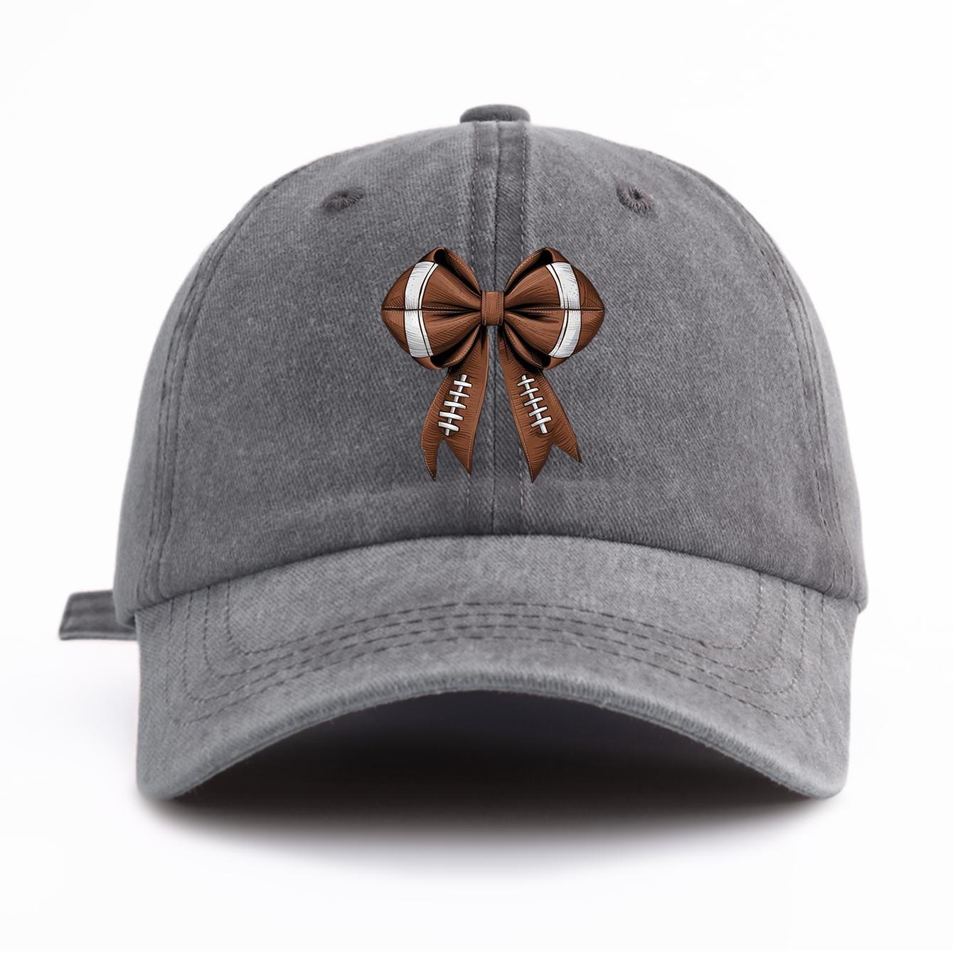 

1pc Bow Print Washed Baseball Cap for Adults,Minimalist Retro Style Casual Soft Adjustable Dad Hat,Perfect As Gift серый