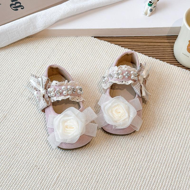 Girls' small leather shoes2026Spring new mesh floral princess shoes, soft sole, non-slip, Korean style fashion shoes for little girls