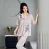 1011 New Spring and Summer Women's Pajamas Women's Autumn Ice Silk Homewear Short Sleeve Pants Jacquard Set