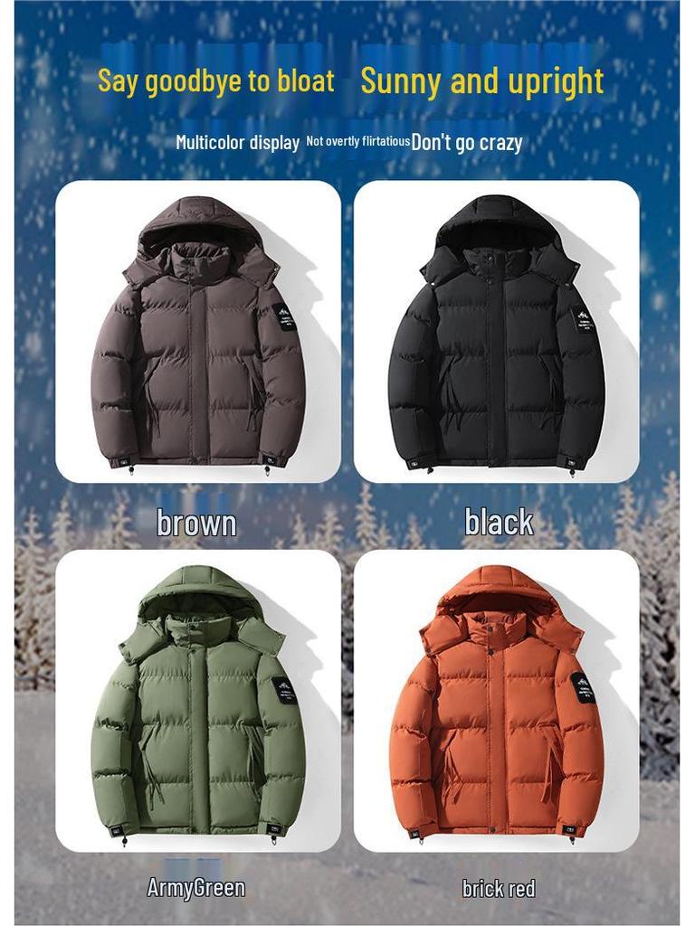 NASA Collaboration 2025 Men's Winter Cotton Jacket with Hood - Korean Style, Warm and Trendy Thicken Outerwear
