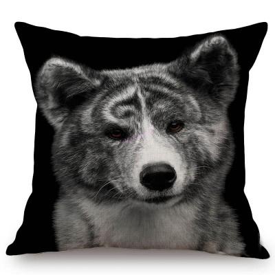 Black Background Dog Puppy Portrait Vizsla Husky Shepherd Shibu Cute Sofa Pillow Case Home Decorative Cotton Linen Cushion Cover