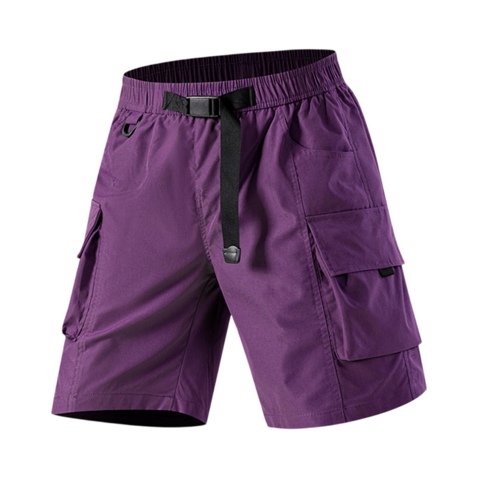 

Men s Multi-pocket Work Pants / Men s Summer Lightweight Quick-drying Sports Casual Shorts XL фіолетовий