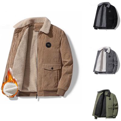 Plus Size Men's New Autumn And Winter Casual Fleece Warm Plus Velvet Lapel Jacket Outdoor Loose Casual Jacket For Men