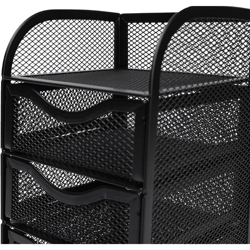 

Neomate 3-Drawer Metal Mesh Desk Organizer with Top Tray | Multi-Purpose Stationery and Document Storage for Home & Offi чёрный