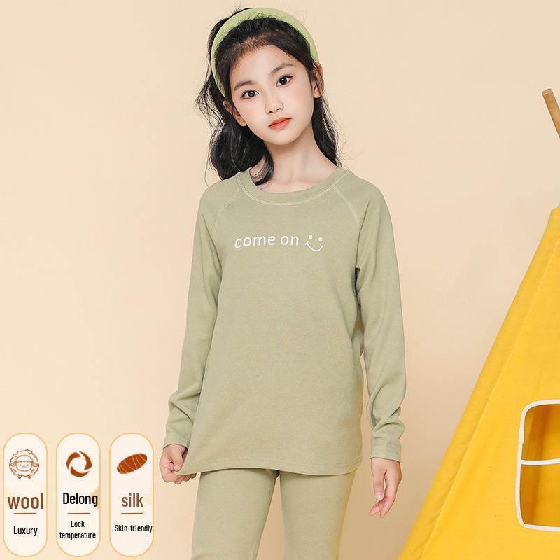 Girls' Thickened Velvet Pajama Set: Warm Autumn/Winter Sleepwear for Teens & Kids