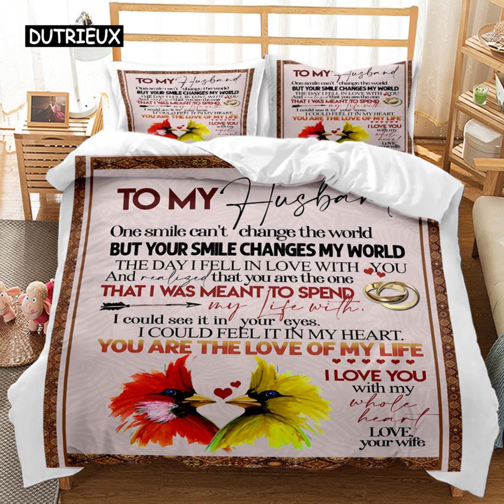 Letter Quilt Cover Package Letter Motivational Words To Son Letter Sleep Bedding Package Bedclothes Full Size Queen Dimension King Dimension Polyester